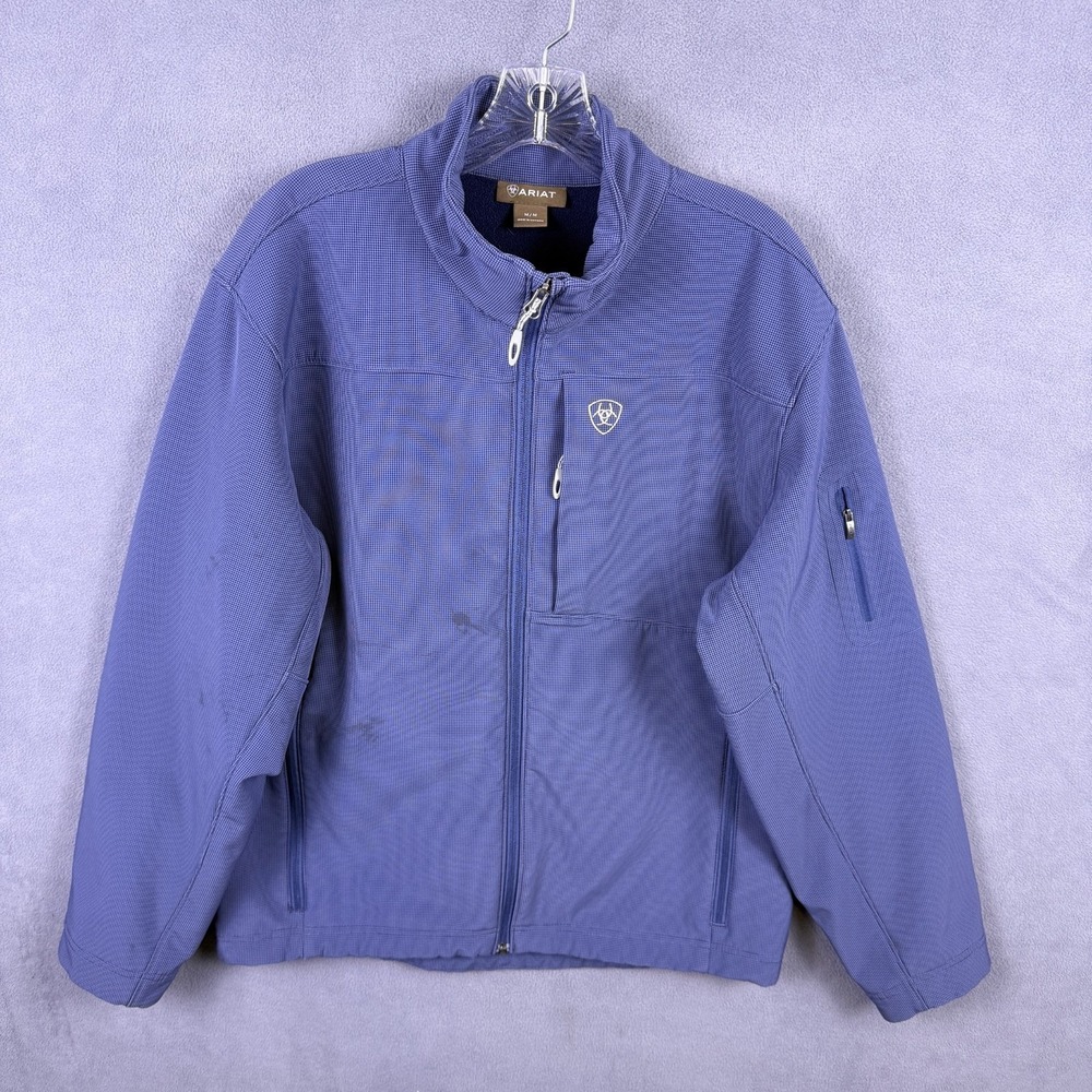 Ariat Vernon 2.0 Softshell Jacket Mens M Blue Full Zip‎ Outdoor Western STAINS